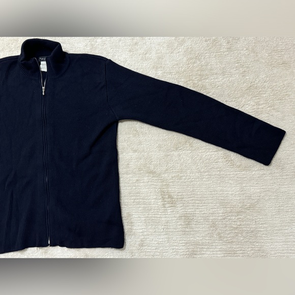 Vintage Agnes b. Homme Cardigan Sweater Full Zip Merino Wool Rib Knit Slim Sz 2 - Picture 3 of 15